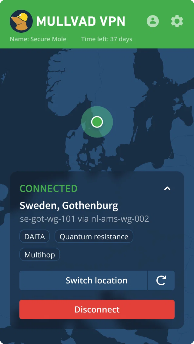 Mullvad hides your IP and encrypts your traffic